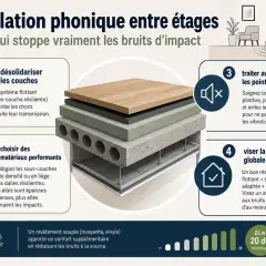 Stratification pour l'isolation phonique sol : désolidariser, choisir matériaux performants, traiter points faibles et viser performance globale pour réduire bruits d'impact.