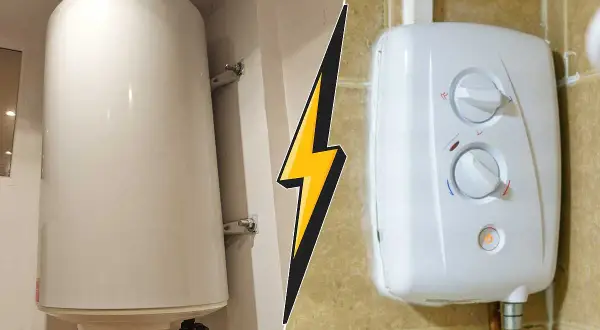 Comparaison entre un chauffe-eau à accumulation et un chauffe-eau électrique instantané. Les inconvénients de ce dernier incluent une consommation électrique élevée.