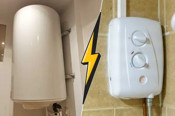 Comparaison entre un chauffe-eau à accumulation et un chauffe-eau électrique instantané. Les inconvénients de ce dernier incluent une consommation électrique élevée.